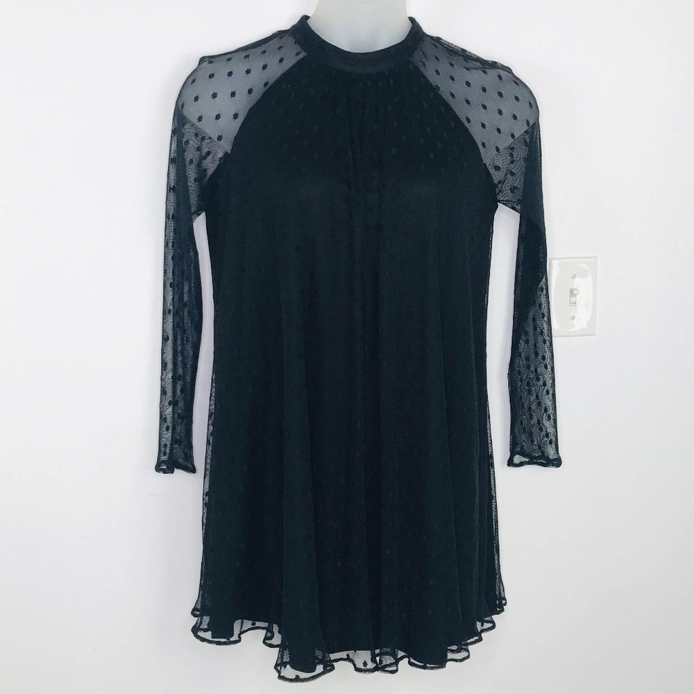 Zara Polkadot Sheer Lace Swing Dress